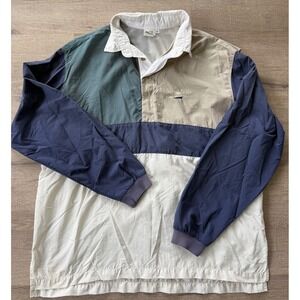 Solumbra Mens Colorblock Long Sleeve Sun Shirt Mesh Vented Polo Large Multi